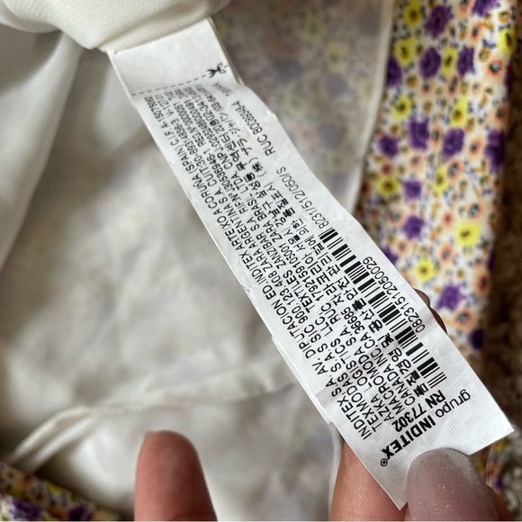 ZARA AW21 RUSHED DRAPED SATIN EFFECT FLORAL DRESS Size SMALL - Picture 11 of 12